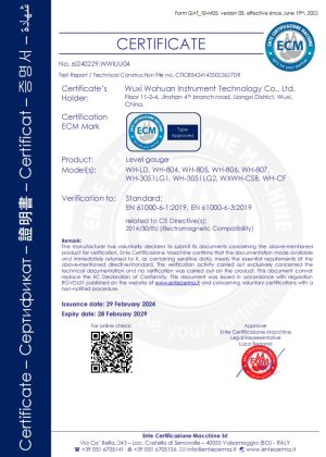 CE Certificate – Level Gauge