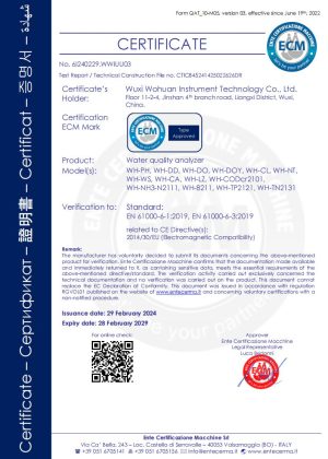 CE Certificate – Water Quality Analyzer